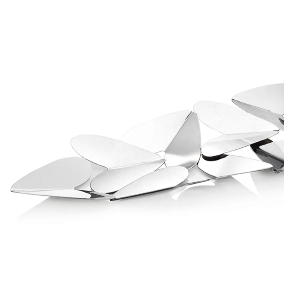 Centre de Table Linéaire avec Coeurs en Métal Argenté Design Italien - Arlan Viadurini