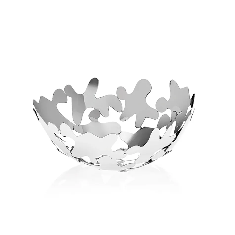 Centre de Table Rond Design Contemporain Décoré Métal Argenté - Cordoba Viadurini