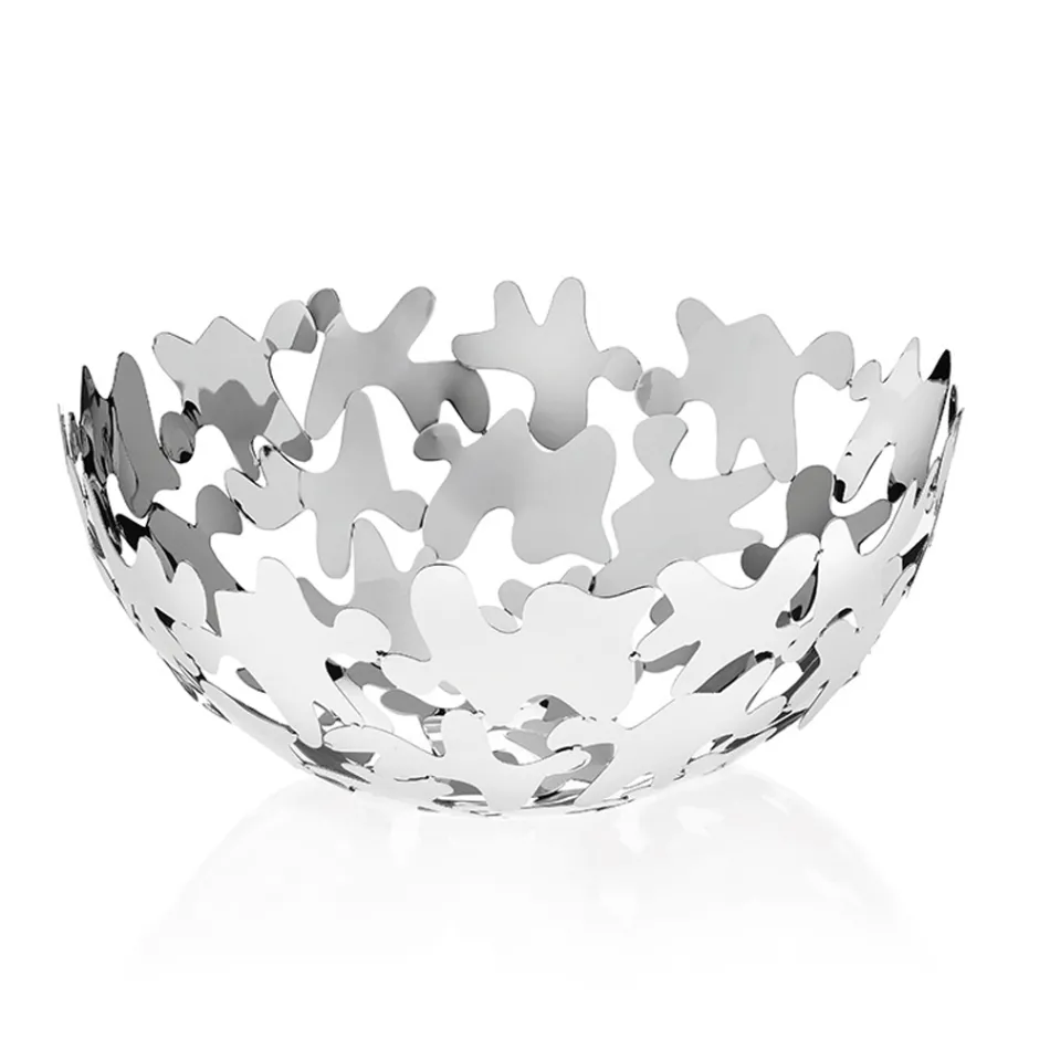 Centre de Table Rond Design Contemporain Décoré Métal Argenté - Cordoba Viadurini