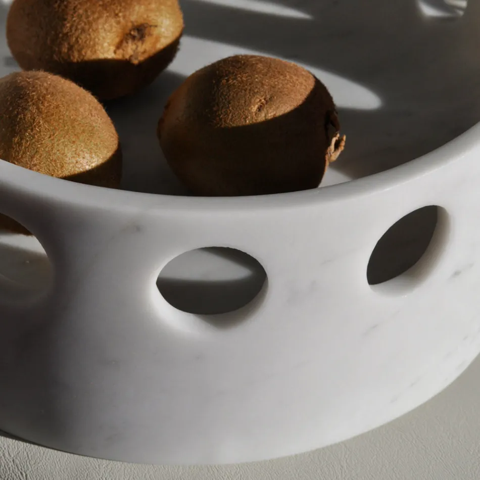 Centre de table/plateau de poche en marbre satiné fabriqué en Italie - Hinata Viadurini