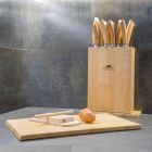 Bloc magnétique en bois avec 9 couteaux de cuisine Made in Italy - Bloc Viadurini