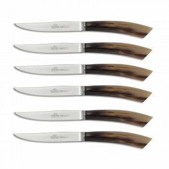 Bloc en bois d'olivier avec 6 couteaux à steak Made in Italy - Bloc