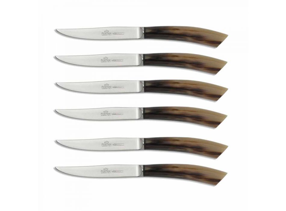 Bloc en bois d'olivier avec 6 couteaux à steak Made in Italy - Bloc Viadurini