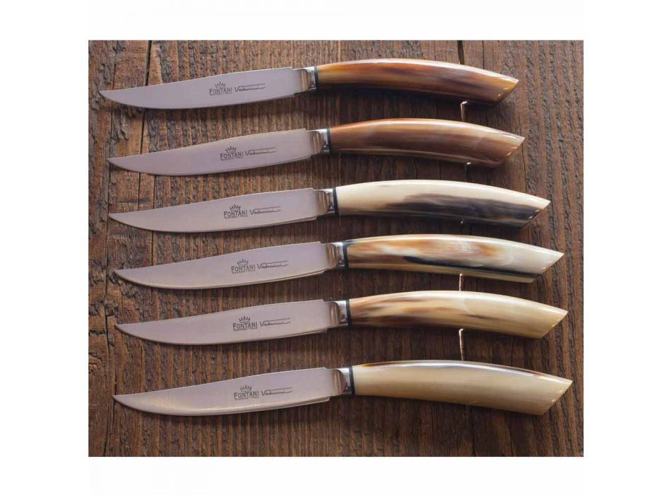 Bloc en bois d'olivier avec 6 couteaux à steak Made in Italy - Bloc Viadurini