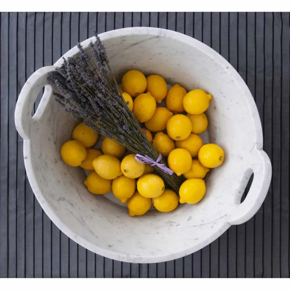 Panier en Marbre Blanc de Carrare de Design de Luxe Italien - Tinozzo Viadurini