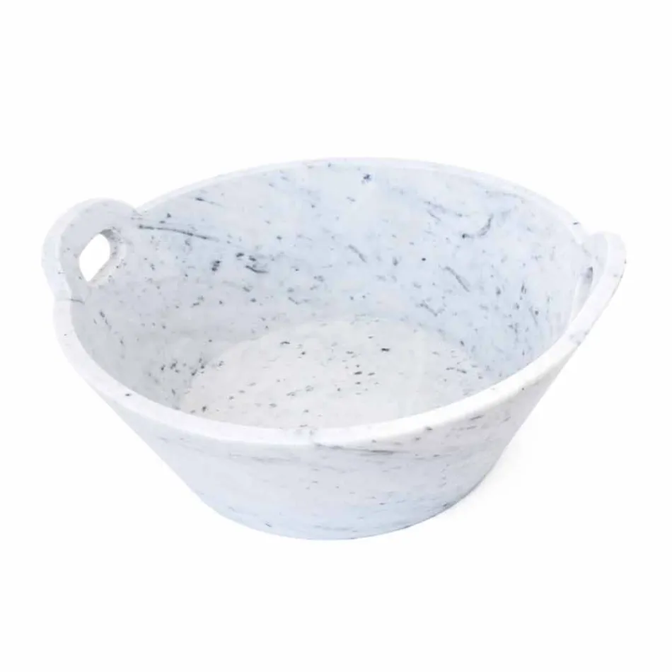 Panier en Marbre Blanc de Carrare de Design de Luxe Italien - Tinozzo Viadurini