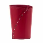 Corbeille à papier en cuir pour le bureau Servus, fabriquée à la main en Italie Viadurini