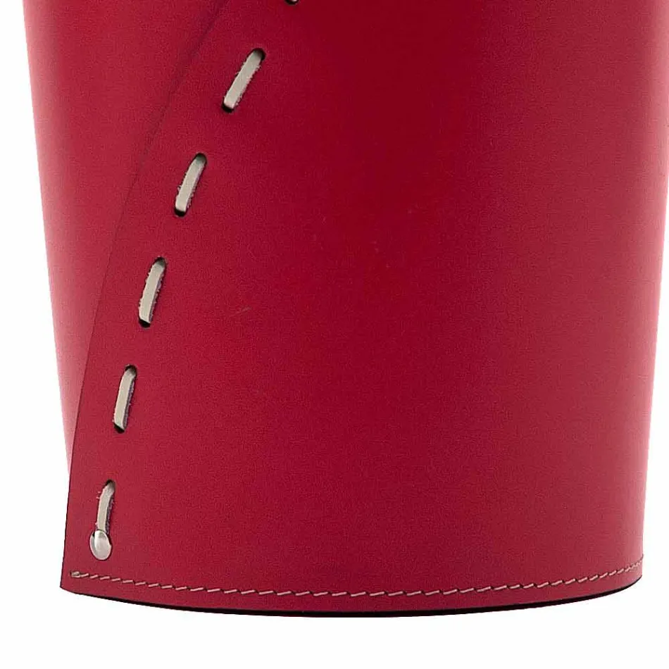 Corbeille à papier en cuir pour le bureau Servus, fabriquée à la main en Italie Viadurini