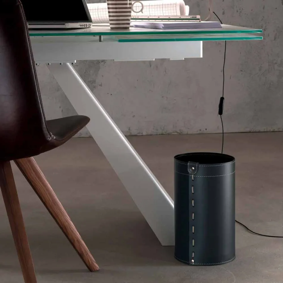 Corbeille à papier en cuir régénéré à la main Battista Viadurini