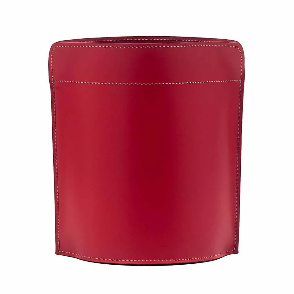 Corbeille à papier made in Italy en cuir Canistro régénéré Viadurini