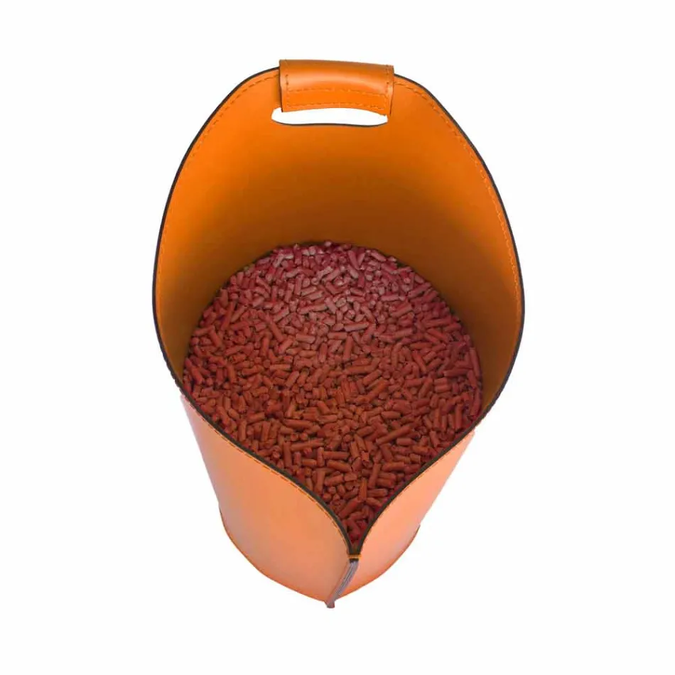 Porte-pellet intérieur panier cuir 15 kg design Sapel Viadurini