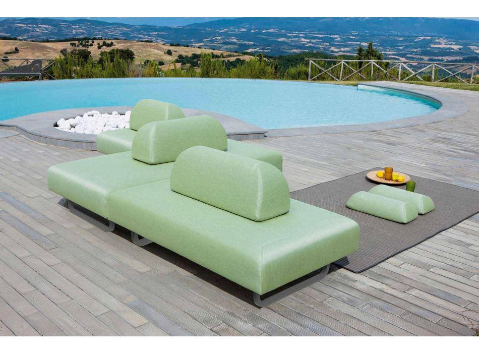 Chaise longue design d'extérieur en métal et tissu Made in Italy - Selia Viadurini