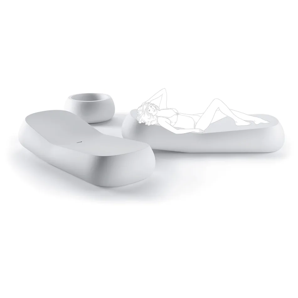 Chaise longue d'extérieur design en polyéthylène blanc fabriquée en Italie - Ervin Viadurini