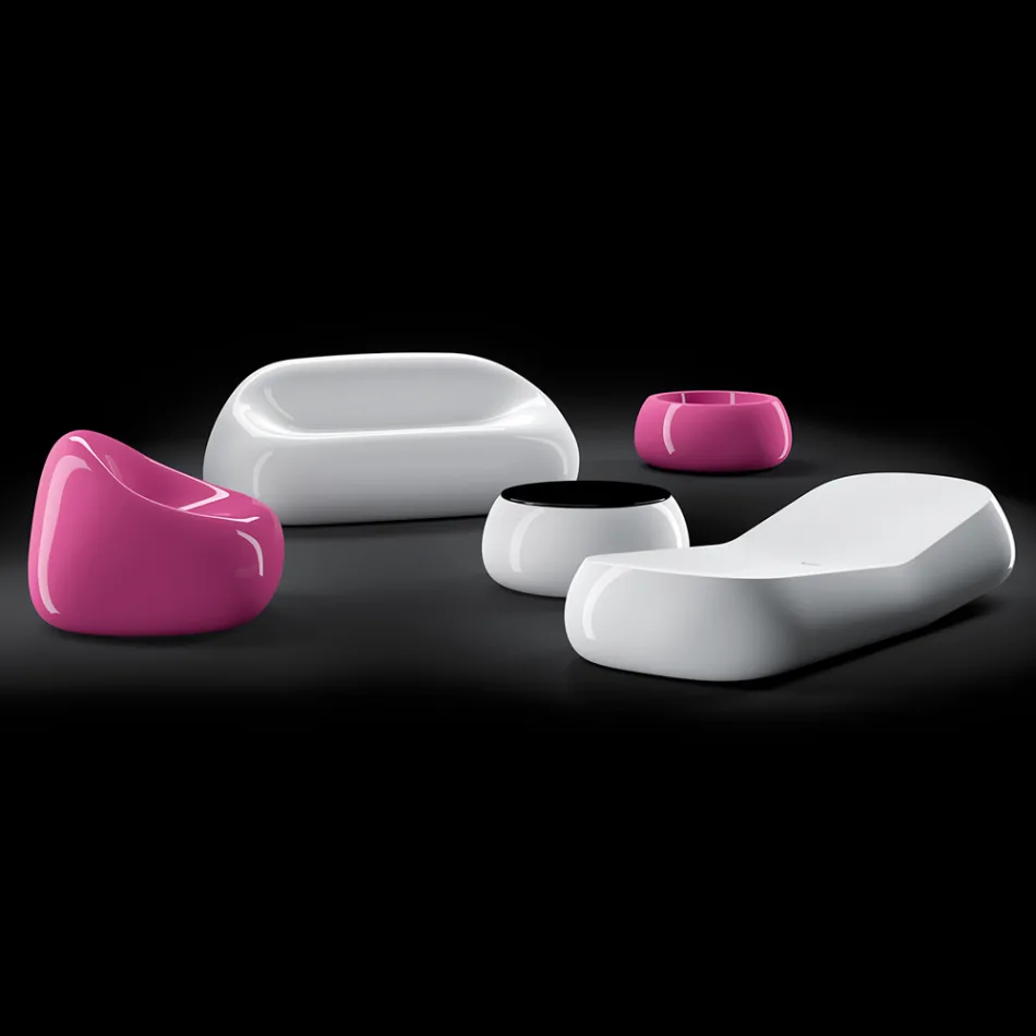 Chaise longue d'extérieur design en polyéthylène blanc fabriquée en Italie - Ervin Viadurini