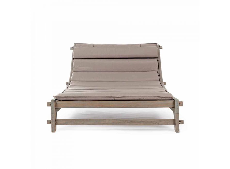 Chaise longue d'extérieur au design moderne en bois de teck Homemotion - Giobbe Viadurini