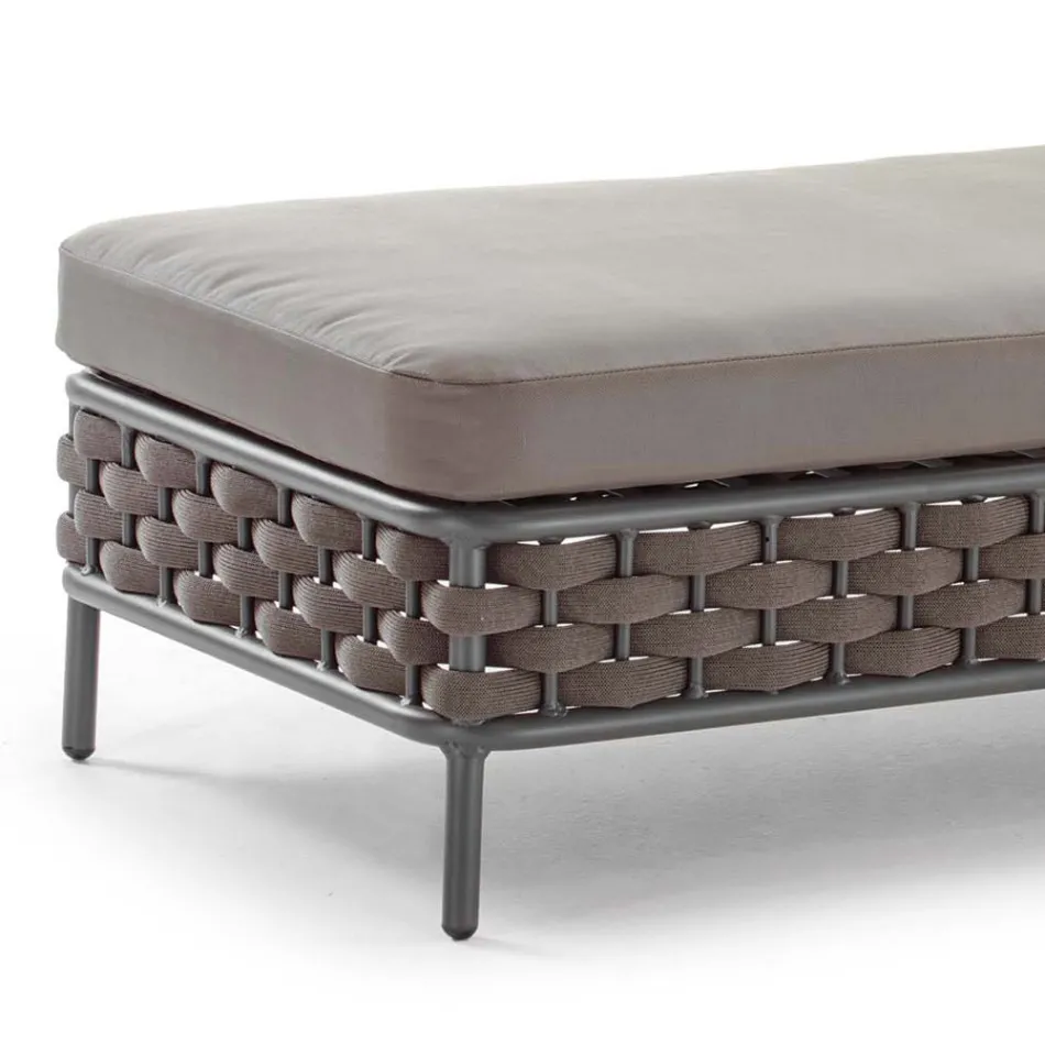 Chaise longue d'extérieur en corde et coussins avec housses en tissu amovibles - Jamaïque Viadurini