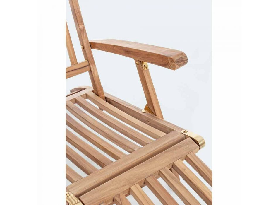Chaise longue d'extérieur en bois de teck avec dossier inclinable - Simonia Viadurini
