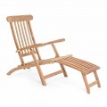 Chaise longue d'extérieur en bois de teck avec dossier inclinable - Simonia