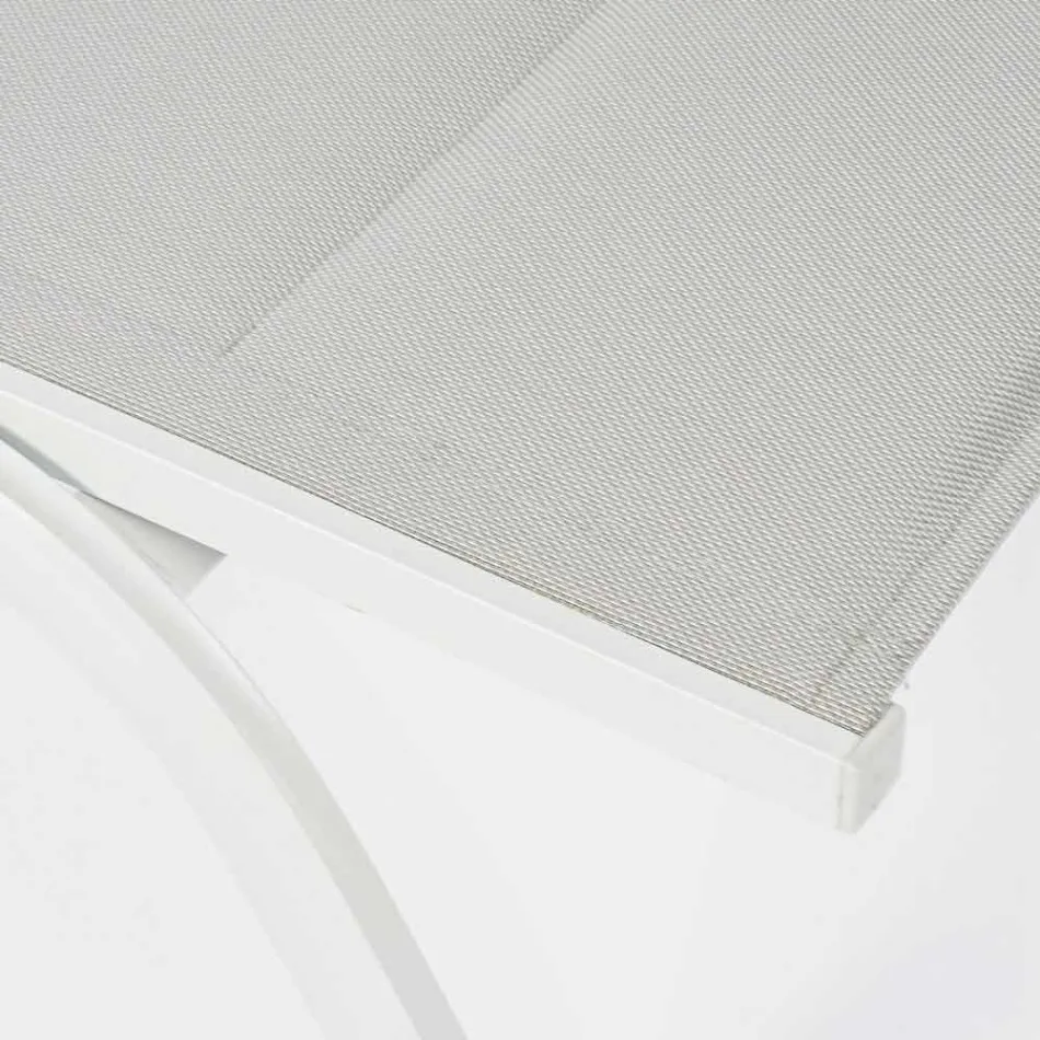 Chaise longue d'extérieur en textilène et aluminium avec roues, 4 pièces - Babilonia Viadurini