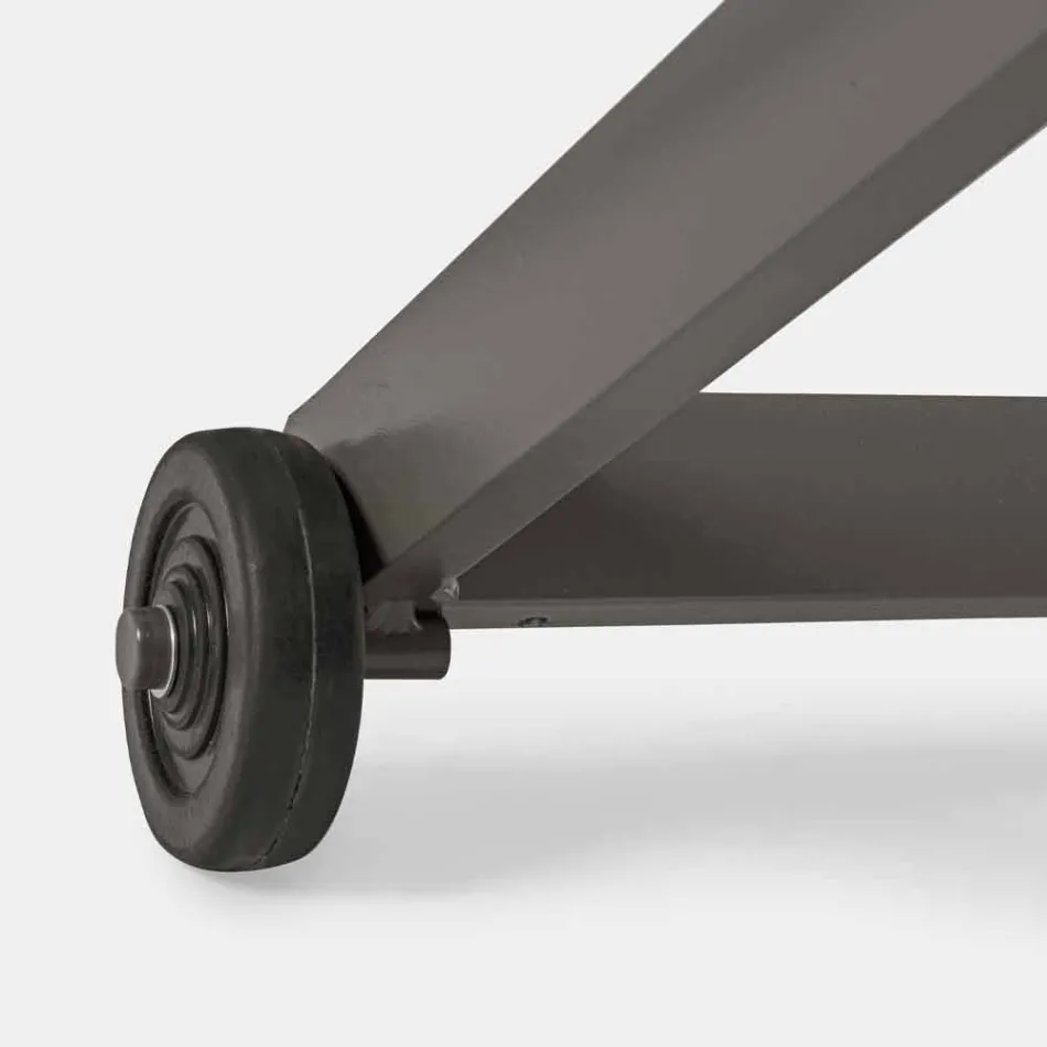 Chaise longue d'extérieur en textilène et aluminium avec roues, 4 pièces - Babilonia Viadurini