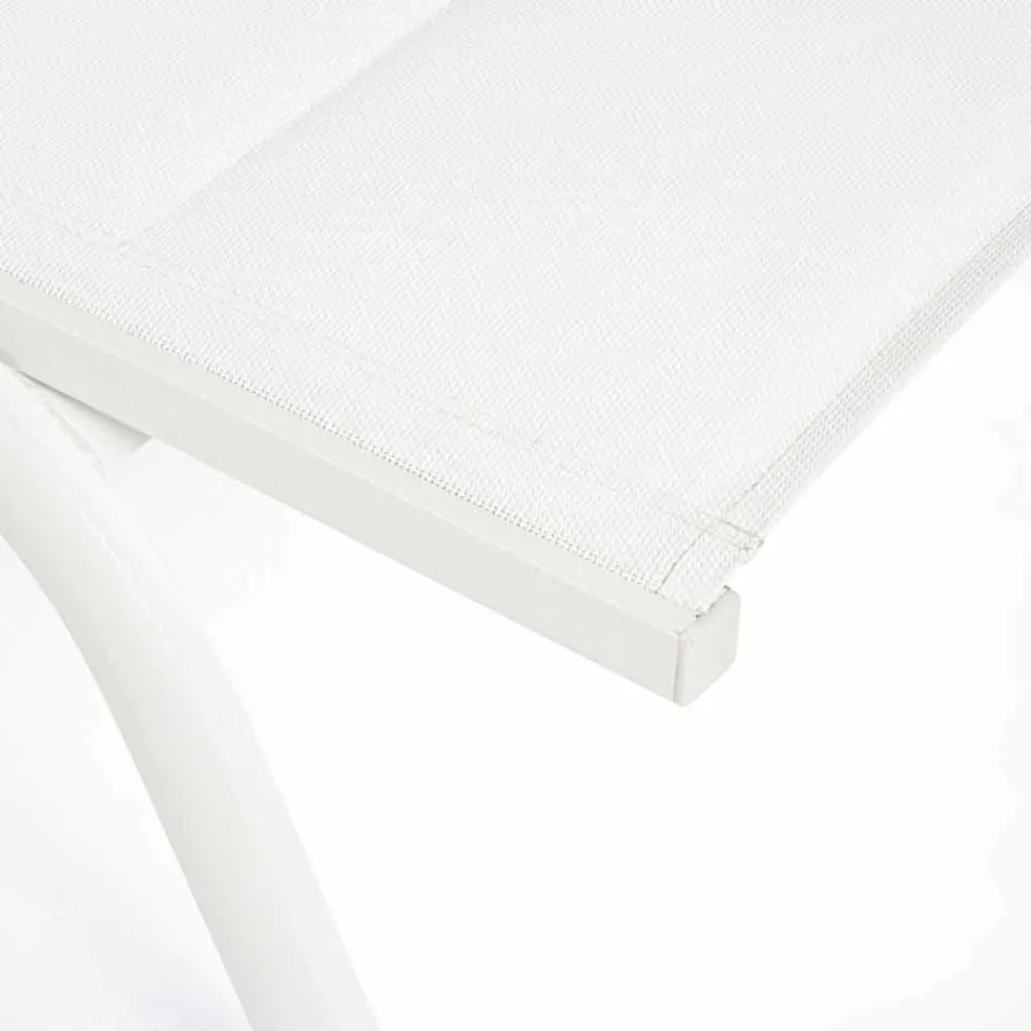 Chaise longue d'extérieur en textilène et aluminium avec roues, 4 pièces - Babilonia Viadurini