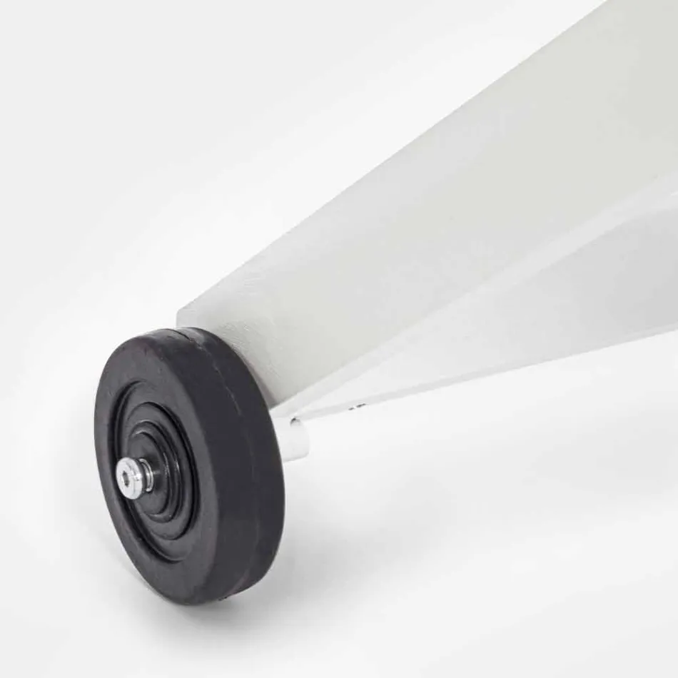 Chaise longue d'extérieur en textilène et aluminium avec roues, 4 pièces - Babilonia Viadurini