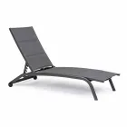 Chaise longue d'extérieur en textilène et aluminium avec roues, 4 pièces - Babilonia Viadurini