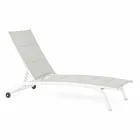 Chaise longue d'extérieur en textilène et aluminium avec roues, 4 pièces - Babilonia Viadurini