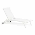 Chaise longue d'extérieur en textilène et aluminium avec roues, 4 pièces - Babilonia Viadurini