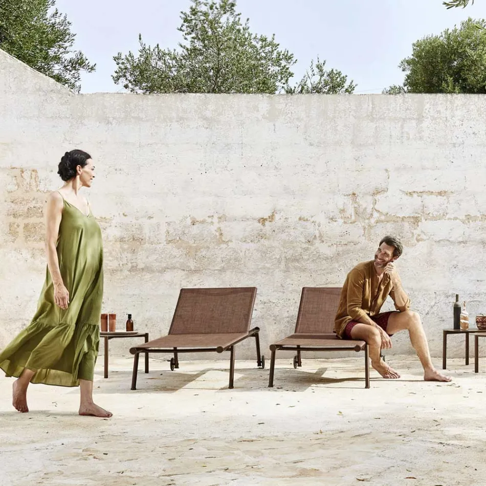 Chaise Longue de Jardin Aluminium et Tissu Technique - Bahia by Varaschin Viadurini