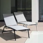 Chaise longue de jardin avec roues et dossier inclinable, 4 pièces - Babilonia Viadurini
