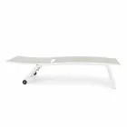 Chaise longue de jardin avec roues et dossier inclinable, 4 pièces - Babilonia Viadurini