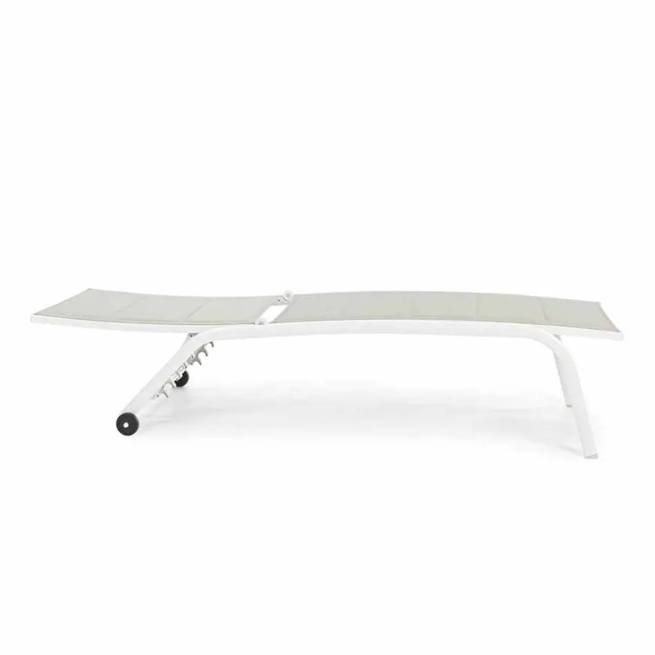 Chaise longue de jardin avec roues et dossier inclinable, 4 pièces - Babilonia Viadurini