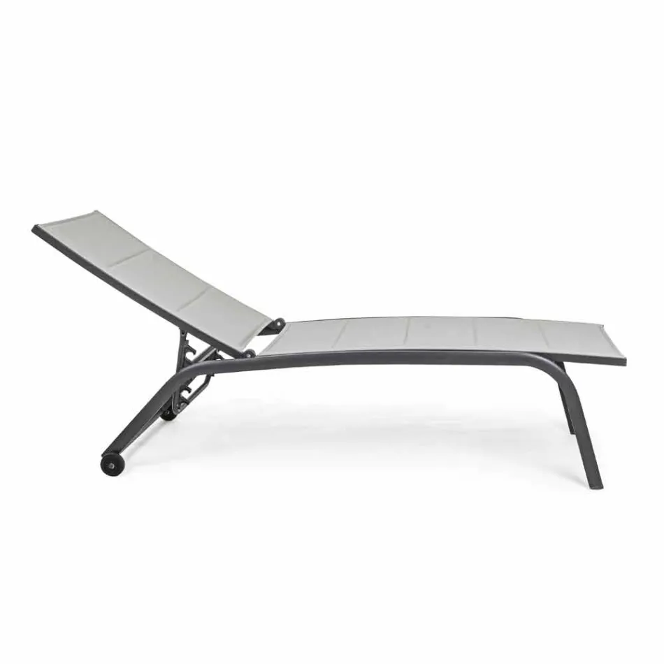 Chaise longue de jardin avec roues et dossier inclinable, 4 pièces - Babilonia Viadurini