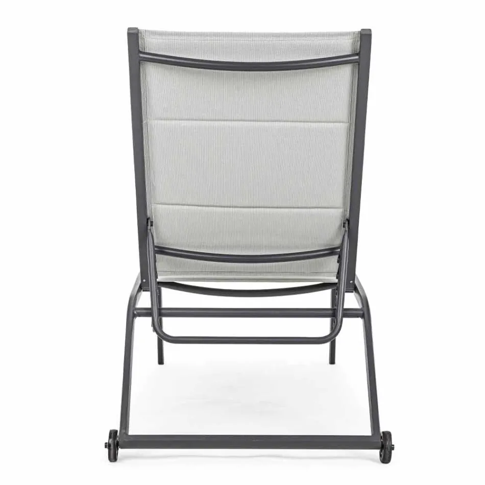 Chaise longue de jardin avec roues et dossier inclinable, 4 pièces - Babilonia Viadurini