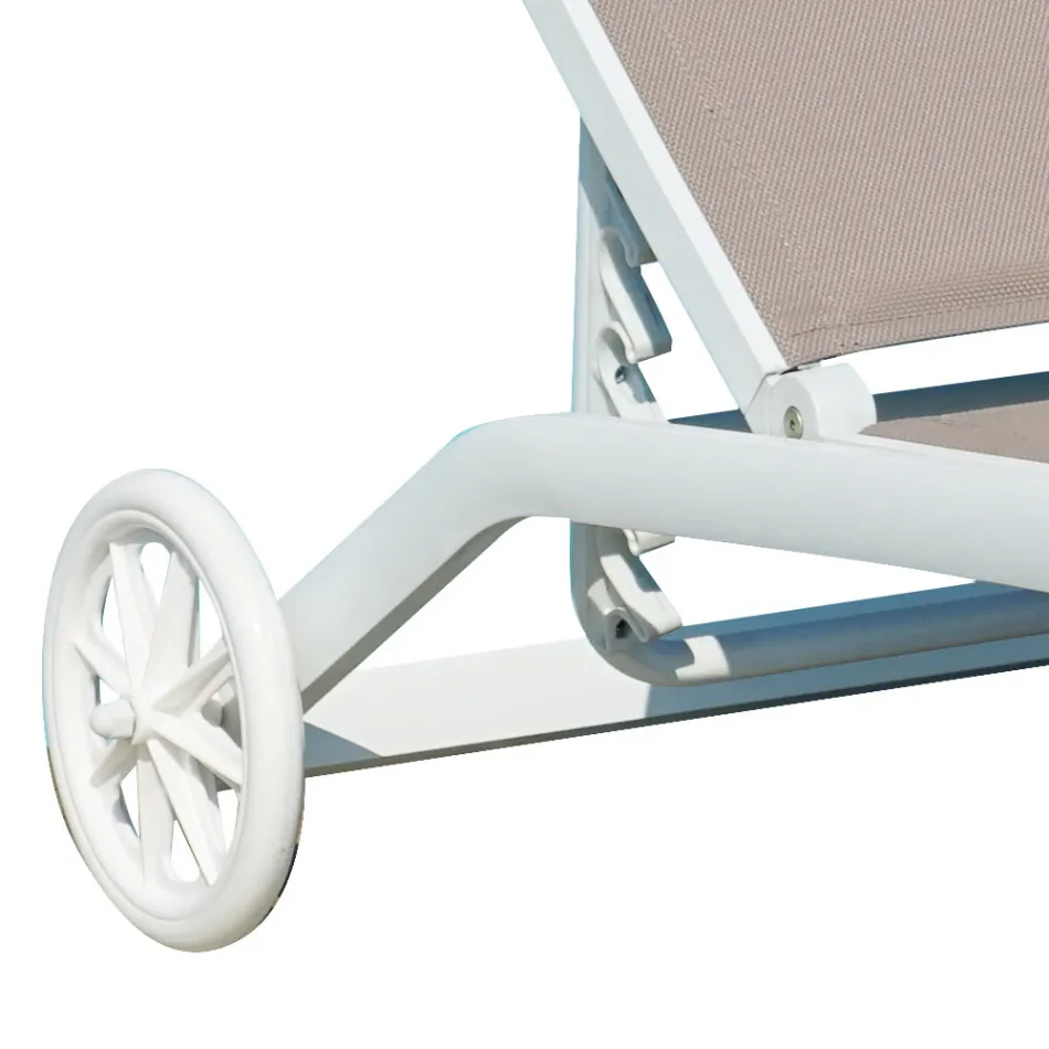 Chaise longue de jardin en aluminium avec assise en textilène - Zohra Viadurini