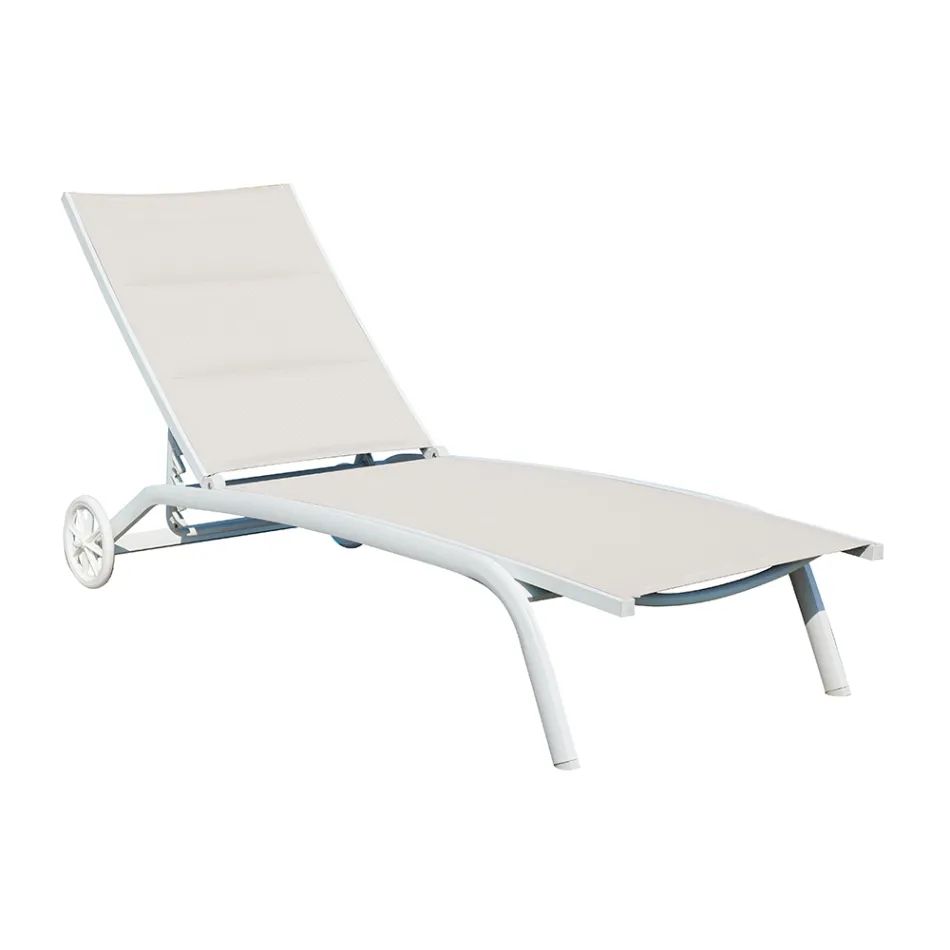 Chaise longue de jardin en aluminium avec assise en textilène - Zohra Viadurini