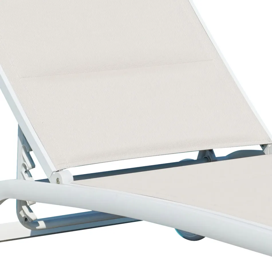 Chaise longue de jardin en aluminium avec assise en textilène - Zohra Viadurini