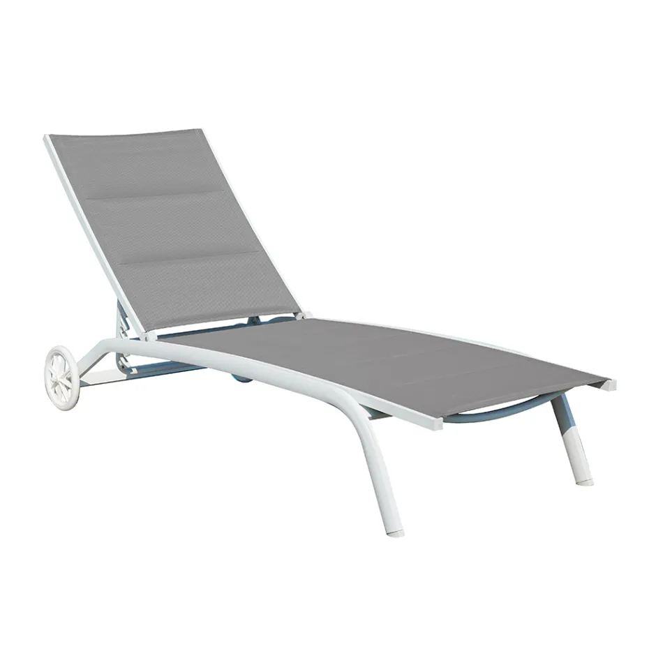 Chaise longue de jardin en aluminium avec assise en textilène - Zohra Viadurini