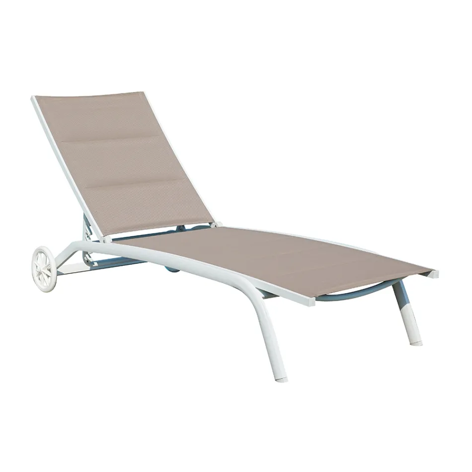 Chaise longue de jardin en aluminium avec assise en textilène - Zohra Viadurini