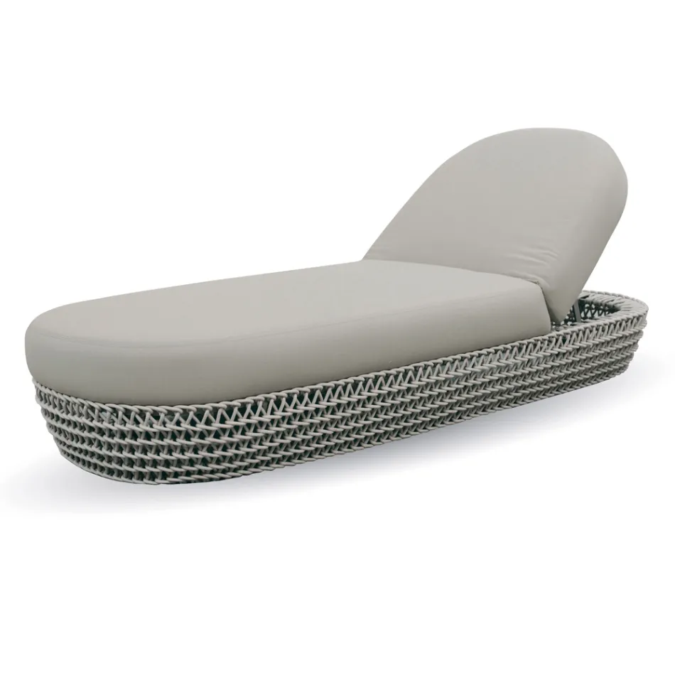 Chaise longue de jardin en caoutchouc avec structure tissée en corde - Shuffle Viadurini