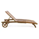 Chaise longue de jardin en bois avec roulettes design pour extérieur - Roxen Viadurini