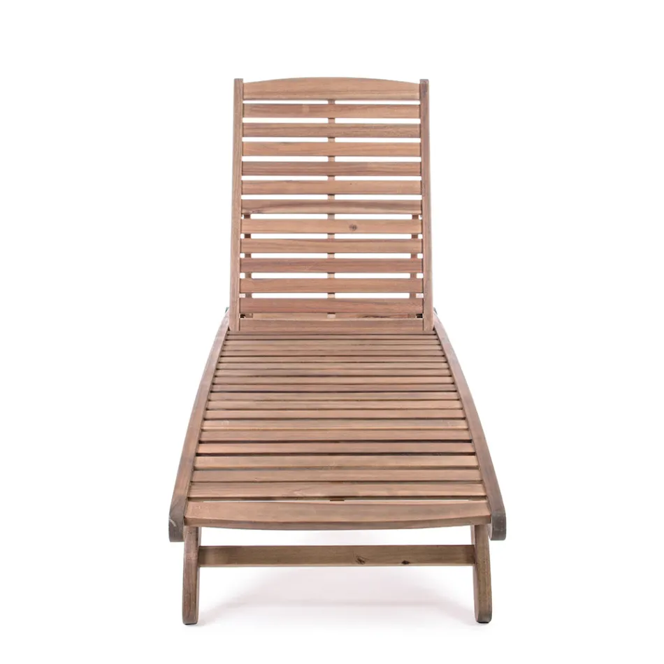 Chaise longue de jardin en bois avec roulettes design pour extérieur - Roxen Viadurini