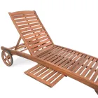 Chaise longue de jardin en bois avec roulettes design pour extérieur - Roxen Viadurini
