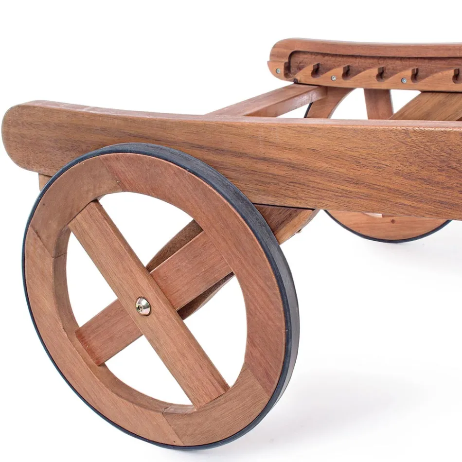 Chaise longue de jardin en bois avec roulettes design pour extérieur - Roxen Viadurini