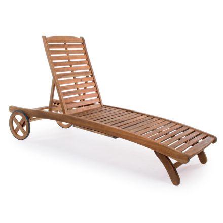Chaise longue de jardin en bois avec roulettes design pour extérieur - Roxen Viadurini