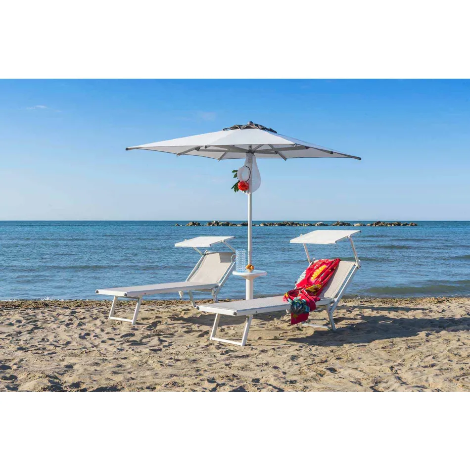 Chaise longue de jardin moderne avec parasol et dossier inclinable - Arnold Viadurini