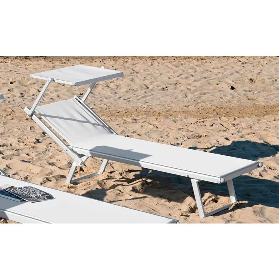 Chaise longue de jardin moderne avec parasol et dossier inclinable - Arnold Viadurini