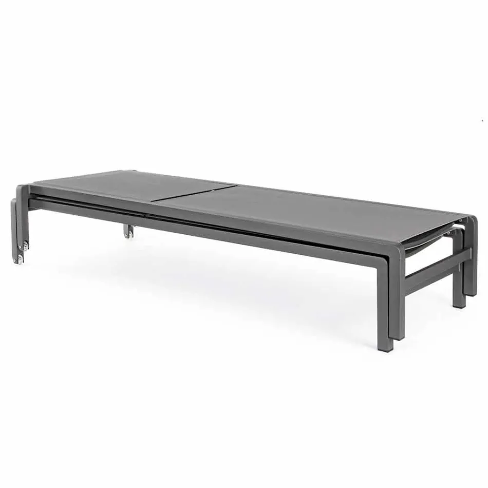 Homemotion Chaise longue de jardin inclinable en aluminium, 4 pièces - Lester Viadurini