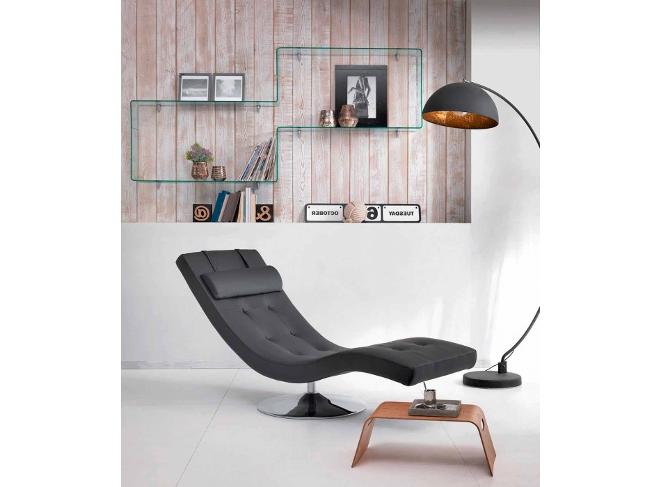 Chaise Longue Design Moderne en Similicuir et Métal Chromé - Confort Viadurini